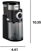 KRUPS Precision Burr Coffee Grinder: 12 Settings, 8 oz Capacity for Drip, French Press, Espresso, Pour Over, Cold Brew - Stainless Steel, 110W, Auto-Stop, Easy Clean - Coffee Grinders for Home Use