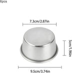 6 Packs Popover Pan， Large Individual Muffin Mold, Aluminium Pudding Cup, Chocolate Molten Mould, Raspberry Souffle Baking Maker, Brownie Tumbler -for Pie, Egg Tart, Cake (Size 3.4"x 2")
