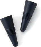 Rabbit Wine Bottle Stoppers Set of 2 - Airtight Rubber and Stainless Steel Seal, Fits All Wine Bottle Sizes, Dishwasher Safe, Black