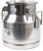 304 Stainless Steel Milk Can Large 12L-60L Capacity Milk Bucket Ice Buckets Bar Tools Wine Pail Bucket Milk Can Tote Jug with Sealed Lid Heavy Duty for Milk and Wine Liquid Storage (20L)