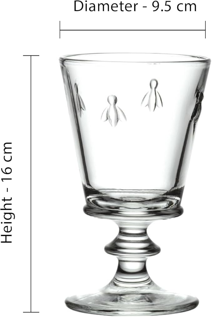La Rochere Napoleon Bee Stemmed Wine Glass Set of 6 – Vintage Wine Glasses – La Rochere Bee Glassware Sets (12 oz)
