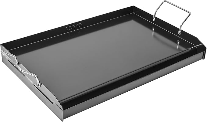 VEVOR Carbon Steel Griddle, 24x16 inch Universal Flat Top Rectangular Plate, Gas Grill Griddle for BBQ Grill, Teppanyaki, Portable Family Cookware with Handle, for Camping Tailgating Party