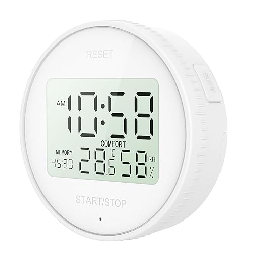 Magnetic Digital Hygrometer & Indoor Thermometer - Kitchen Timer for Cooking, Baking, Fitness, AAA Battery Included