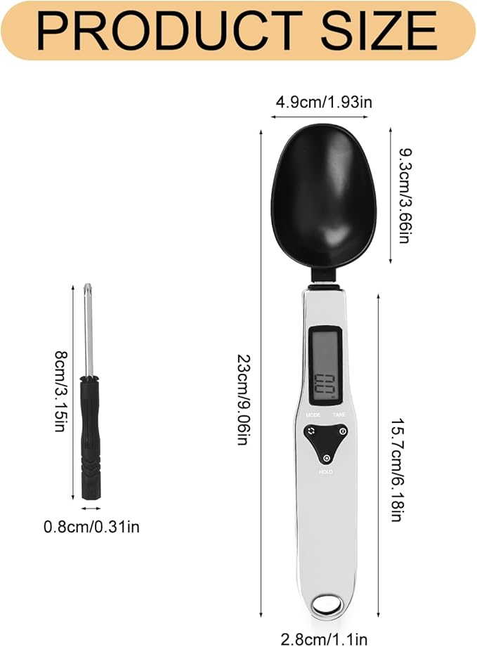 Electronic Food Measuring Spoon, Stainless Steel Digital Scoop Scale Small Baking Weight Cup with LCD Display 300g/0.1g High Precision Gram Kitchen Gadgets for Home Kitchen