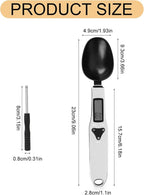Electronic Food Measuring Spoon, Stainless Steel Digital Scoop Scale Small Baking Weight Cup with LCD Display 300g/0.1g High Precision Gram Kitchen Gadgets for Home Kitchen
