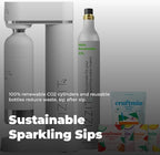 Fizzit Stainless Steel Sparkling Water Maker Bundle | Includes Soda Maker, CO2 Cylinder, & 12-Flavor Variety Pack | Customizable Carbonated Water Machine, Reusable bottle & Eco-Friendly