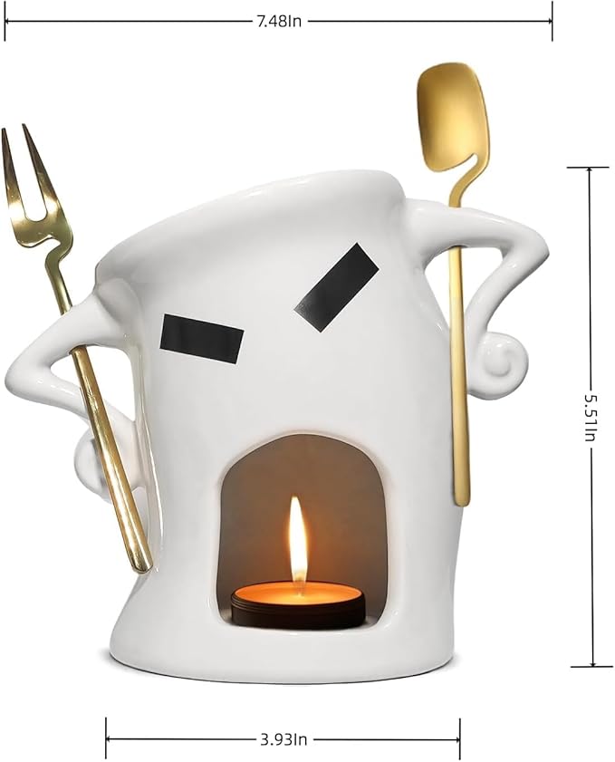 Ceramic Fondue Mug with Spork, Microwave Safe Personal Melting Cup for Chocolate & Cheese Dipping, Ideal Mini Fondue Set