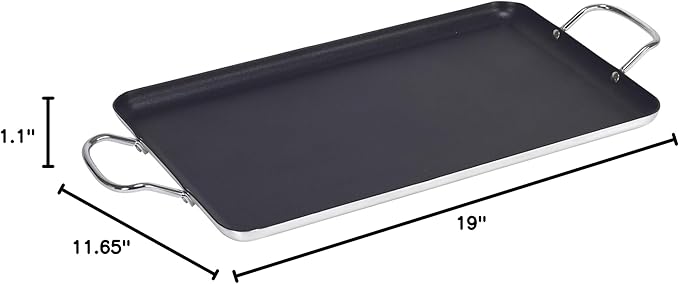 Imusa Double Burner Griddle Non-Stick 20-Inch, Black