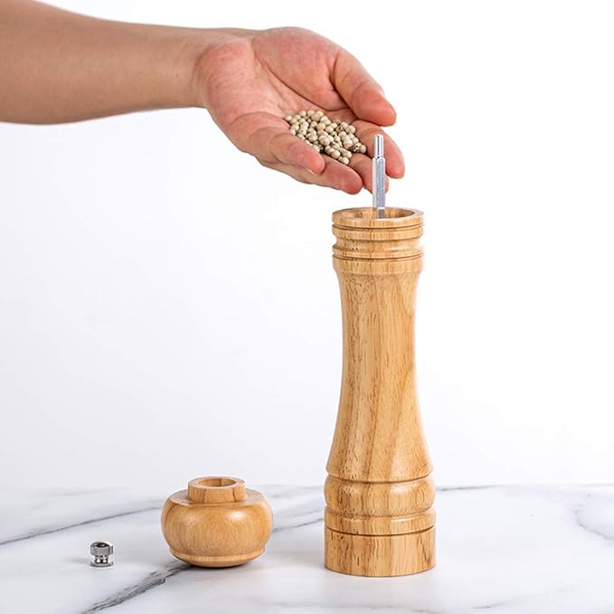 Wooden Pepper Grinder Pepper Mill Kit Manual Mills Solid with Strong Adjustable Ceramic Grinders for Grinding Spices, Cumin, Sesame, Paprika,