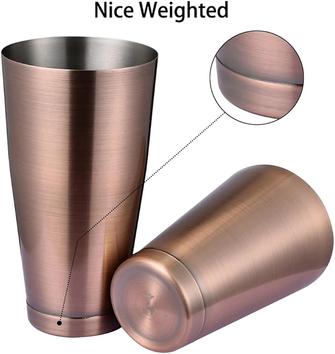 ETENS Boston Cocktail Shaker Antique Copper, Cocktail Shaker Tins Weighted, Bar Shaker Set Bartender Shakers for Bartending - Martini Shaker Stainless Steel Drink Mixer | Bar Tools Metal Shaking Tin