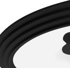 LSR Loreso Universal Pan Lid for Pots Pans and Skillets 7.5-9.5 Inch - Tempered Glass Pot Lid with Auto-Sizing Silicone Rim - Black