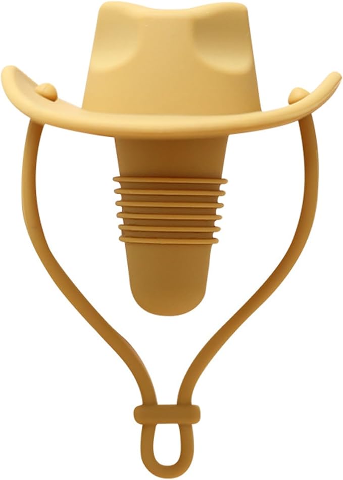Silicone Wine Stopper, Funny Hat Shaped Decorative Wine Sealer, Cute Kitchen Gadgets, Yellow