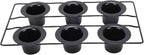 6 Cup Popover Pan, Non Stick Carbon Steel Bakeware, Wire Rack Baking Pan with Even Baking Function, Ideal for Popovers & Muffins