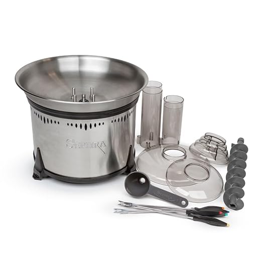Sephra "Classic" Home Chocolate Fountain. 18", 4 Pin, Fixed Bowl Model. Up to 6lb Chocolate, great for up to 50 guests. Stainless Steel Heated Basin, not recommended for commercial use.