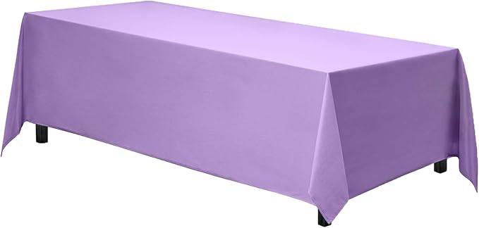Gee Di Moda Rectangle Tablecloth - 90 x 156 Inch Lavender Table Cloth for 8 Foot Tables with Floor-Length Drop - Heavy Duty Washable Fabric for Holiday Party, Dinner, Weddings & Baby Shower