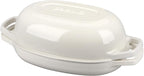 Enameled Cast Iron Oval Dutch Oven Pot with Lid, Dutch Oven for Sourdough Bread Baking, Oval Bread Pan, 5qt, White