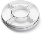 Sweese Porcelain Divided Serving Dishes, Relish Tray, Serving Bowls for Parties - Perfect for Chips and Dip, Veggies, Candy and Snacks, White
