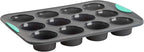 Trudeau Structure Silicone Muffin Pan – 12 Cup, Flexible Silicone with Hard Lining to Hold Shape, Non-Stick, BPA-Free, Dishwasher Safe, Heat Resistant to 428°F – Grey/Mint