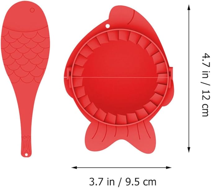 Dumplings Maker Tools Set with 4 Plastic Molds and Spoons Red Dumpling Press for Homemade Wrappers Kitchen Baking Gadgets for Family Cooking