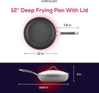 Circulon Radiance Deep Hard Anodized Nonstick Frying Pan /Skillet with Lid - 12 Inch, Gray