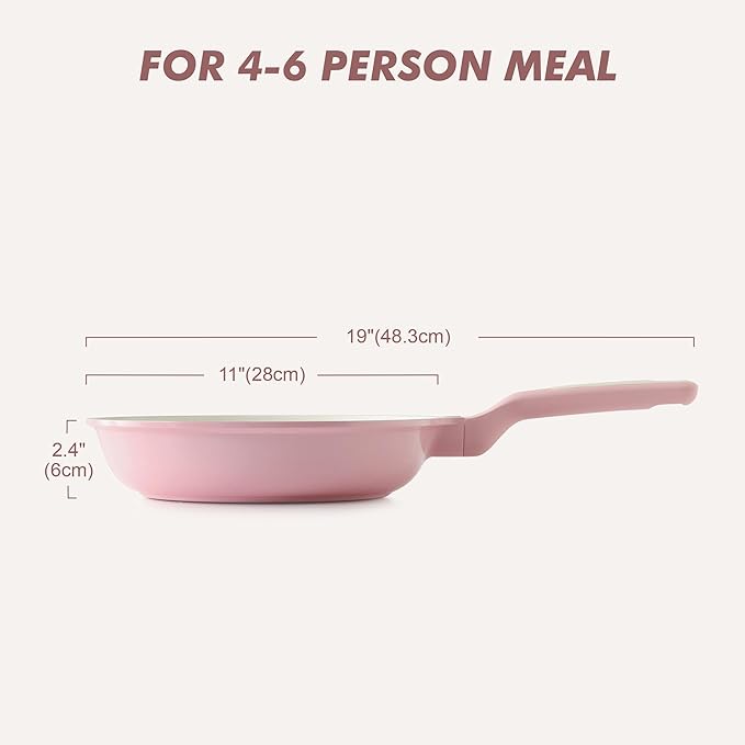 SENSARTE Nonstick Ceramic Frying Pan 11-Inch, Healthy Non Toxic Skillet, Induction Compatible Omelet Pan with Heat Resistant Handle, PFAS-Free, Pink
