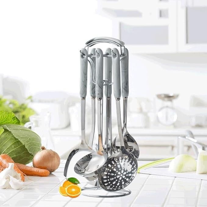 Ceramic Handles Cooking Tool Set Steel Kitchen Utensils Of Cookers Shovels Spoons Strainer(D)