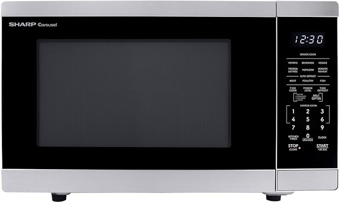 SHARP Countertop Microwave Oven with Removable 12.4" Carousel Turntable, 1100 Watt, 1.4 Cubic Feet, Stainless Steel