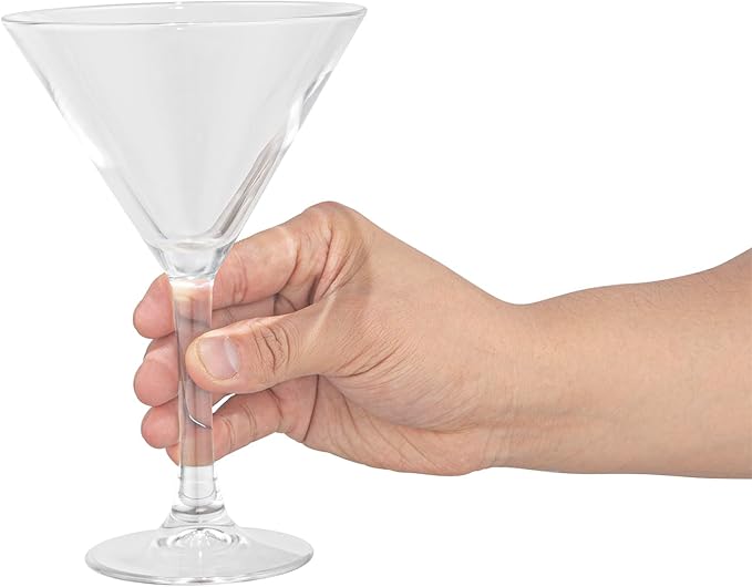 Restaurantware Cascata 9 Ounce Stemmed Martini Glasses Set Of 12 Tempered Martini Glasses - Chip-Resistant Fine-Blown Glass Martini Glass Set Dishwasher-Safe For Martinis Or Cocktails