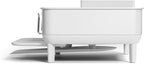 simplehuman Compact Dish Drying Rack with Stainless Steel Frame, 360º Easy Drain Swivel Spout, Utensil Holder, Anti-Residue Coating, Moisture Control Surface, White