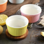 Ramekins 6oz Oven Safe,Creme Brulee Ramekin and Souffle Dishes,Porcelain Baking Bowls,Dipping Sauce Dish.Pudding Cups,Set of 6,Colorful.