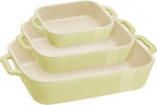 staub Dish Z1025-101 Rectangular Dish 5.5 x 4.3 inches (14 x 11 cm) / 7.9 x 6.3 inches (20 x 16 cm) / 3 Piece Set Macaron Green Ceramic Set, Au Gratin Dish, Oven Safe