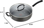T-Fal Ultimate Hard Anodized Non Stick Jumbo Cooker With Lid & Helper Handle 5 Quart, Oven Broiler Safe 400F, Lid Safe 350F, Cookware, Deep Frying Pan, Skillet, Pots and Pans, Dishwasher Safe, Onyx