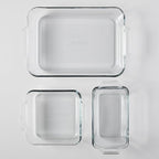 Anchor Hocking Glass Baking Dishes for Oven, 3 Piece Set (3 Qt Glass Casserole Dish, Cake Pan, and Bread Pan)