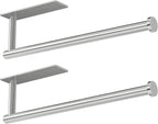 Paper Towel Holder - Self-Adhesive or Drilling, Brushed Nickel Wall Mounted Rack - SUS304 Stainless Steel Kitchen Roll Holder Under Cabinet (2 Pack)