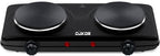 CUKOR Double Cast Iron 2 Burner, 1800W Countertop Burner, Dual Electric Stove Burners, Portable Double Burner for Cooking