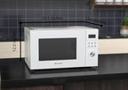 Emerson MW1101W Countertop Microwave Oven with Button Control, LED Display 1000W, 10 Power Levels, 6 Auto Menus, Glass Turntable and Child Safe Lock, 1.1 Cu. Ft., White