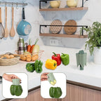 Pepper Corer Seed Remover Tool, Bell Pepper Core Cutter Deseeder, 2 in 1 Fruit & Vegetable Core Tools for Kitchen Family Camping Restaurant (Green)