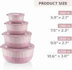 Mixing Bowls with Lids, 8-Piece Airtight Leak-Proof Nesting BPA-Free Bowl Set for Kitchen & Food Storage, Large 4200ml Capacity, Microwave & Dishwasher Safe