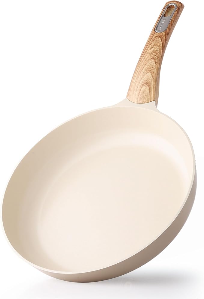 SENSARTE Nonstick Frying Pan Skillet, Egg pan, Omelette Pan, Healthy Cookware Chef's Pan, PFOA Free, 8 Inch, Taupe