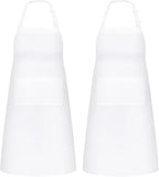 NLUS 2 Pack White Aprons with 2 Pockets for Women Men Kitchen Aprons with Pockets, Chef Aprons for Baking BBQ Cooking