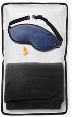 Lewis N. Clark Ultimate Comfort Set + Portable Travel Kit for Airplane, Includes Inflatable Pillow + Zippered Carrying Case, Cozy Fleece Blanket, Eye Mask for Sleeping & Foam Ear Plugs, Navy