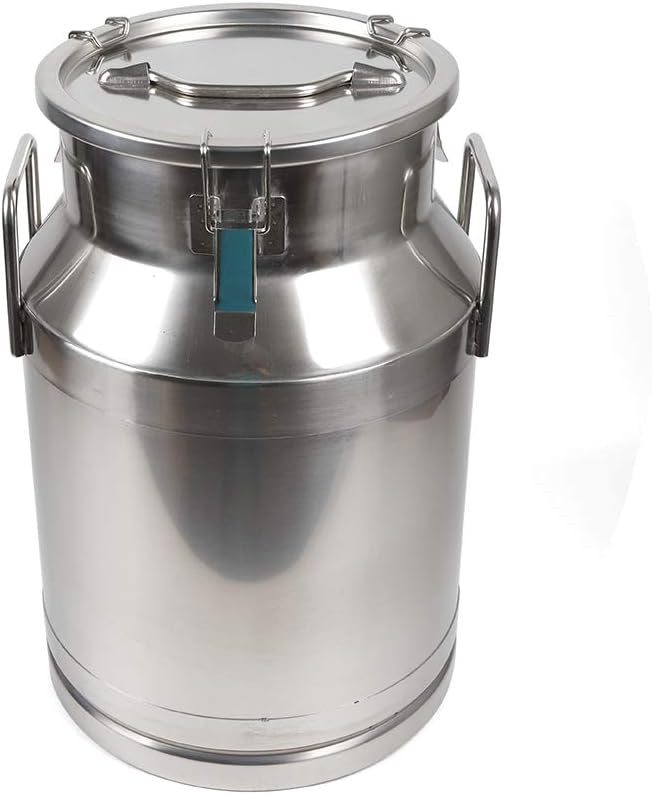 304 Stainless Steel Milk Can Large 12L-60L Capacity Milk Bucket Ice Buckets Bar Tools Wine Pail Bucket Milk Can Tote Jug with Sealed Lid Heavy Duty for Milk and Wine Liquid Storage (30L)