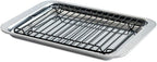 Nordic Ware Naturals 2 Piece Compact Pan Set, Toaster Oven, Counter Ovens, Air Fryer and Broiler Safe, Personal Size for 1-2 Portions - Includes Compact Baking Sheet with Broiling Rack