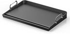 16" x 13" Cast Iron Nonstick Grill Griddle for Gas & Charcoal Grills, Flat Top BBQ Griddle Plate with Grease Groove & Removable Handle, Universal Fit for Outdoor & Home Cooking, Tailgating