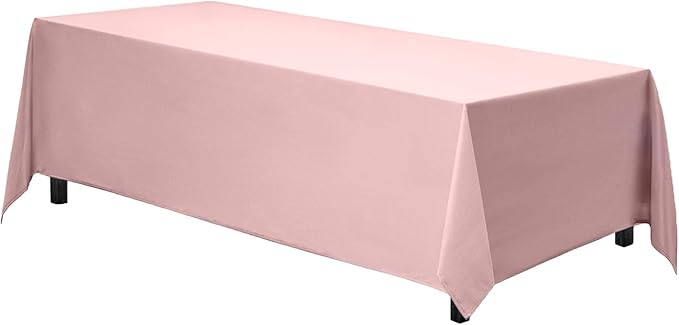 Gee Di Moda Rectangle Tablecloth - 90 x 156 Inch Pink Table Cloth for 8 Foot Tables with Floor-Length Drop - Heavy Duty Washable Fabric for Holiday Party, Dinner, Weddings & Baby Shower
