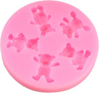 Bear Silicone Mold Valentine’s Day Fondant Molds Cute Bear Chocolate Fondant Mold for Chocolate Candy Gum Paste Cupcake Topper Polymer Clay Cake Decorating Set of 4