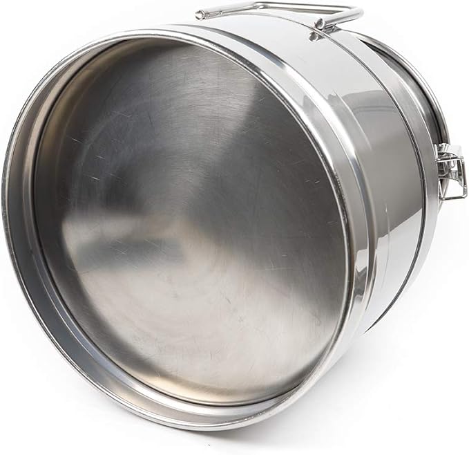 304 Stainless Steel Milk Can Large 12L-60L Capacity Milk Bucket Ice Buckets Bar Tools Wine Pail Bucket Milk Can Tote Jug with Sealed Lid Heavy Duty for Milk and Wine Liquid Storage (20L)