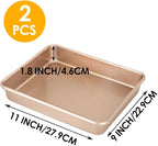 11" x 9" Baking Pans, Cookie Sheets Set of 2, 1.8 Inch Deep Nonstick Toaster Oven Pan Set for Baking, Heavy Duty Carbon Steel Non-toxic Toaster Oven Tray Replacement Cookie Tray for Kitchen Bake