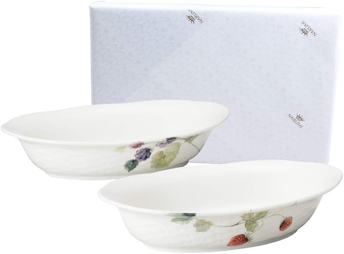 Narumi 41630-33321AZ Lucy Garden Au Gratin Dish Set, 8.7 inches (22 cm), Berry Pattern, Set of 2 Patterns, Cute, Stylish, Relief, Wedding Gift, Dishware, Microwave, Dishwasher, Oven Safe, Made in
