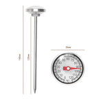 Black Kitchen Food-Cooking Meat Coffee Thermometer, Physical Sensing Stainless Steel Thermometer for Milk Foam Frothing Chocolate Water Grill, Turkey, BBQ Thermometers and Timers
